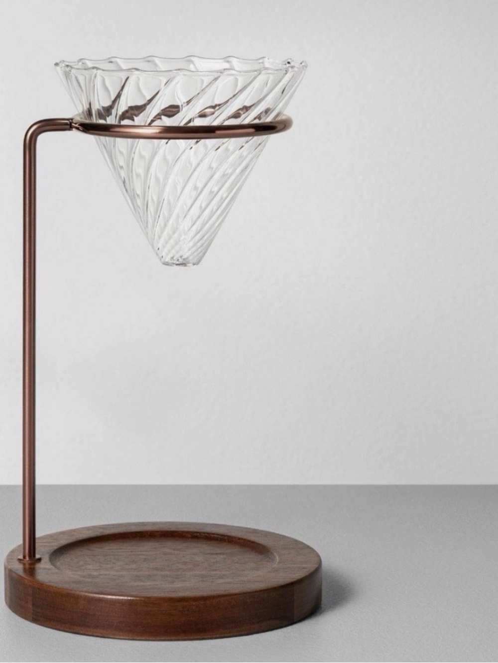 Hearth & Hand Glass Pour-Over Coffee Dripper with Brown Wood Base